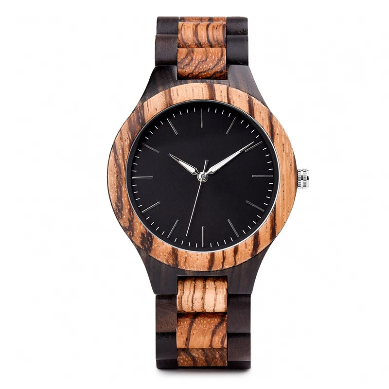 Unisex His And Her Watches - Classic Analog Quartz Movement Wooden Wristwatch