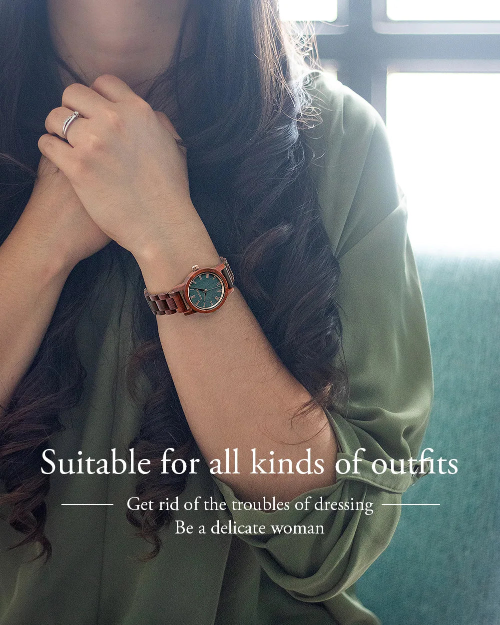 Ladies Watch With Real Wood Wristband - Analog Quartz Wristwatches For Women Women With Roman Numeral Face