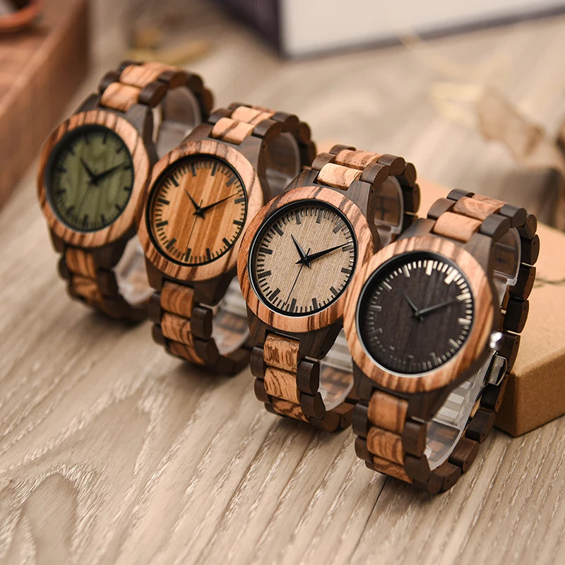 Men’s Luxury Green Sandal Wood Watch - Full Wooden Quartz Movement Handmade Wristwatch