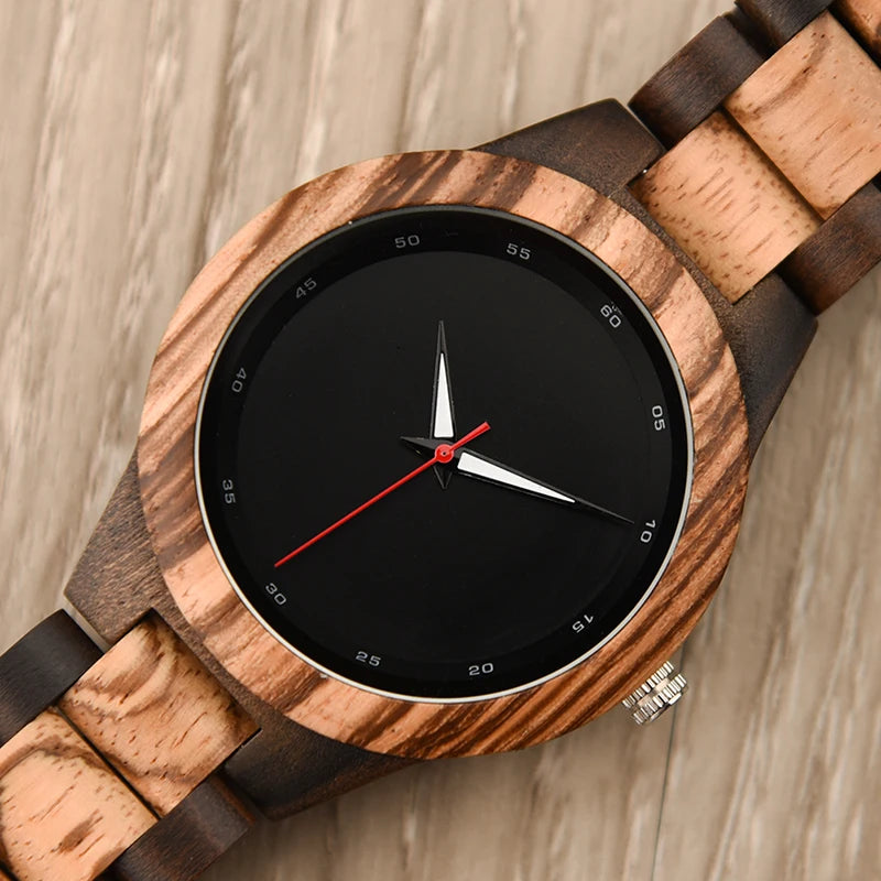 Men’s Luxury Green Sandal Wood Watch - Full Wooden Quartz Movement Handmade Wristwatch