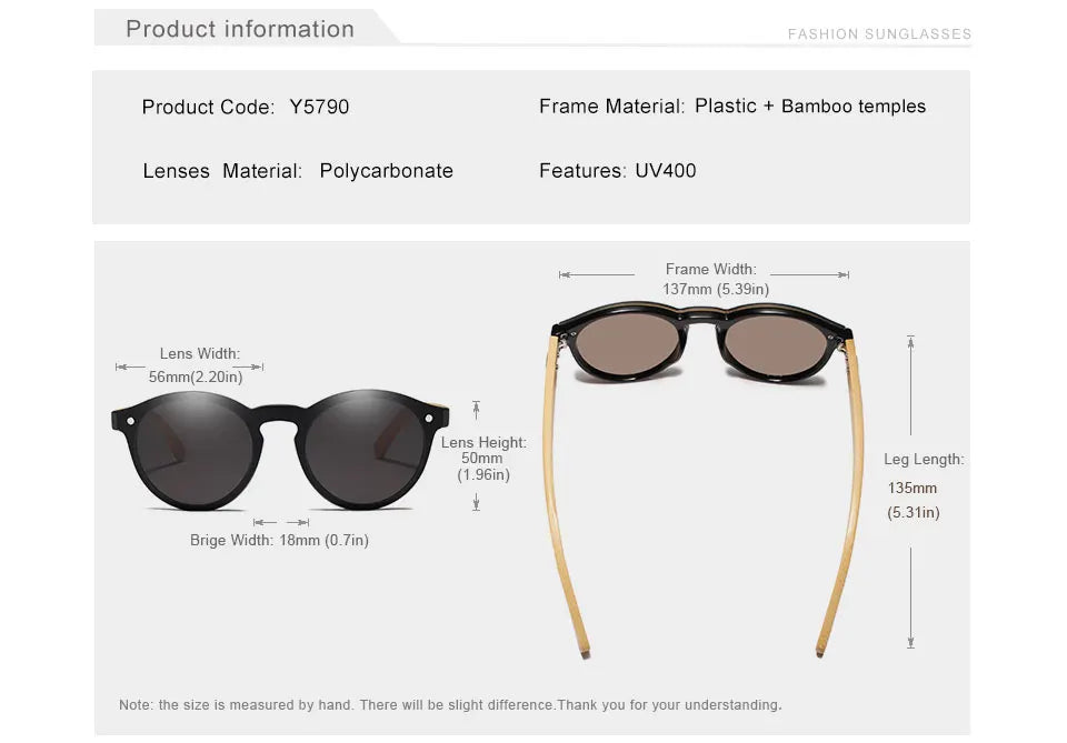 Men’s Designer Bamboo Sunglasses - Polarized UV400  Shades Safe For Driving Outdoor Causal Eyewear