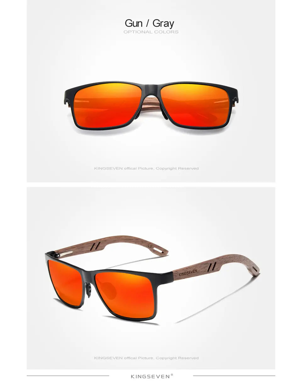 Wooden Sunglasses For Men High - Classic Rectangular Frames With UV400 Polarized Lenses