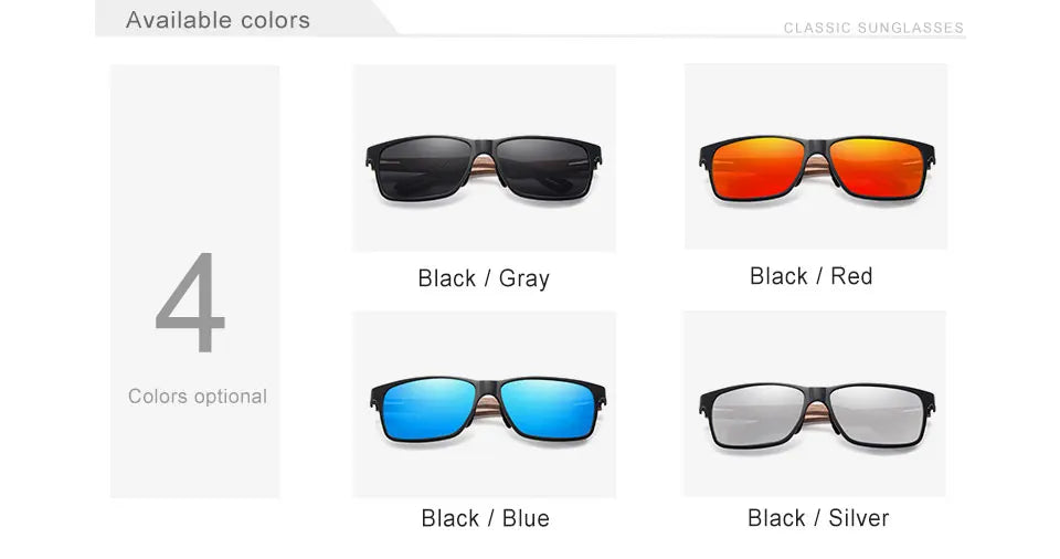Wooden Sunglasses For Men High - Classic Rectangular Frames With UV400 Polarized Lenses