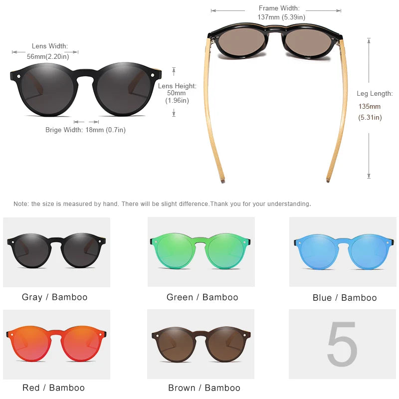 Men’s Designer Bamboo Sunglasses - Polarized UV400  Shades Safe For Driving Outdoor Causal Eyewear