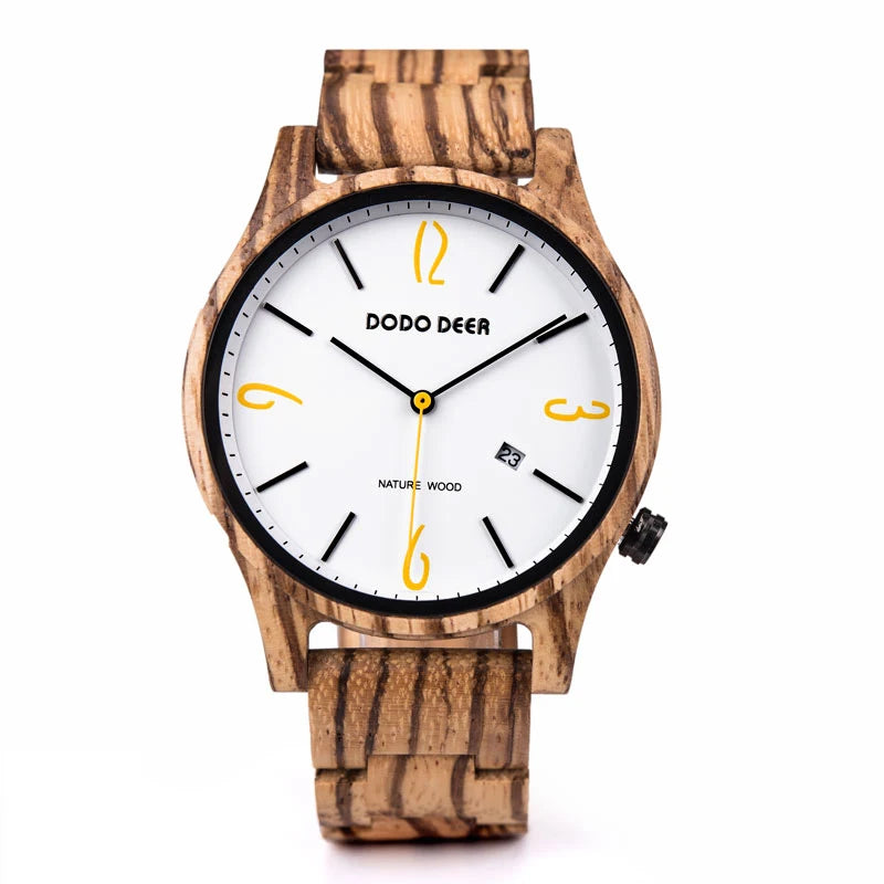 Men’s Wooden Wristwatch - Fashionable Classic Analog Face