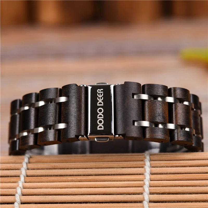 Men’s Chronographic Wooden Sports Watch - Date And Time Analog Display With Round Face