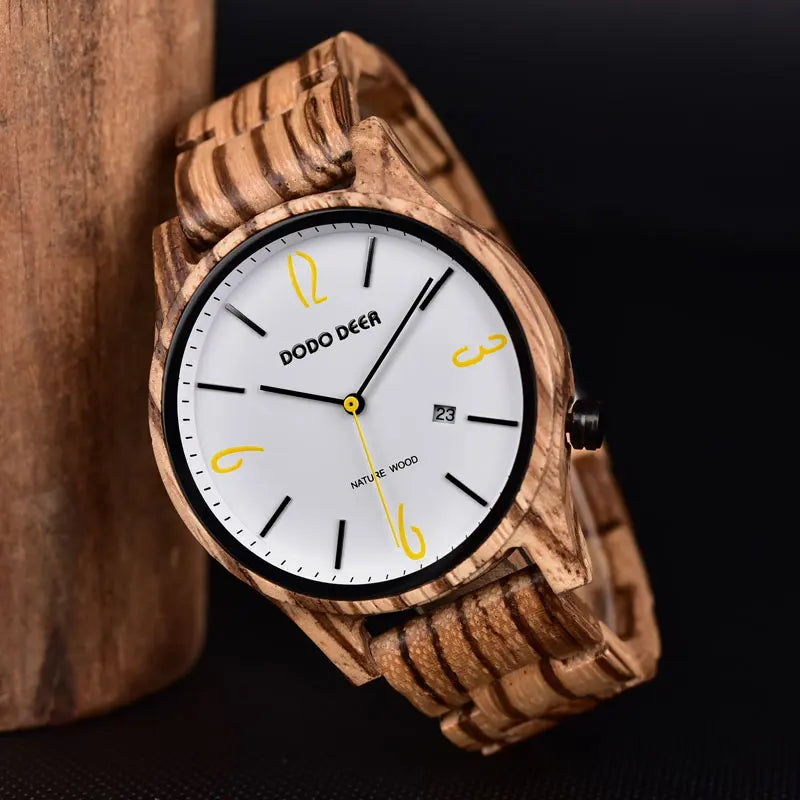 Men’s Wooden Wristwatch - Fashionable Classic Analog Face