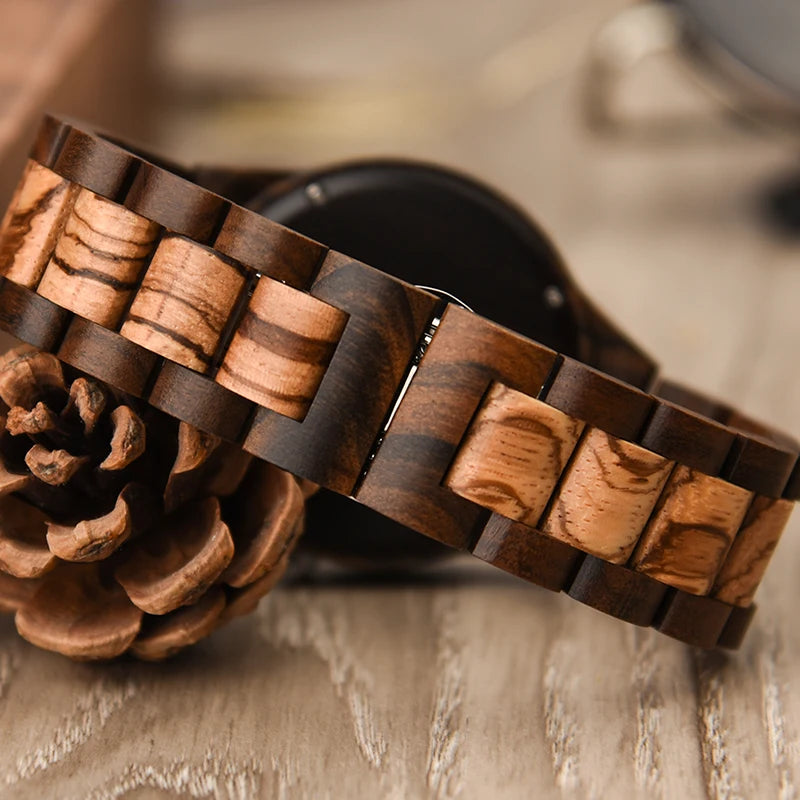 Men’s Luxury Green Sandal Wood Watch - Full Wooden Quartz Movement Handmade Wristwatch