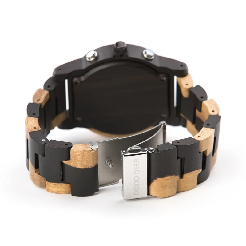 Men’s Quartz Wooden Watch With Luminous Hands And Round Face - Sports Style Wristwatch With Analog Time And Date Display