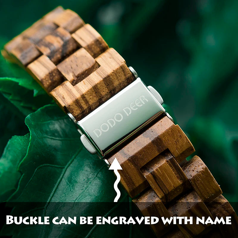 Women’s Fashion Quartz Wristwatches - Analog Face With Date Display - Real Wood Colorful Banded Timepiece For Ladies