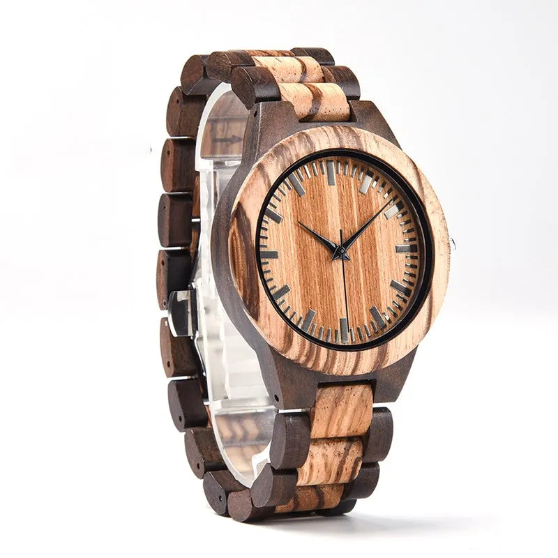 Men’s Luxury Green Sandal Wood Watch - Full Wooden Quartz Movement Handmade Wristwatch