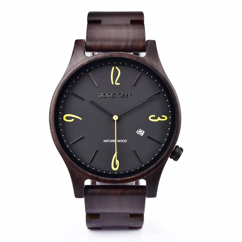 Men’s Wooden Wristwatch - Fashionable Classic Analog Face