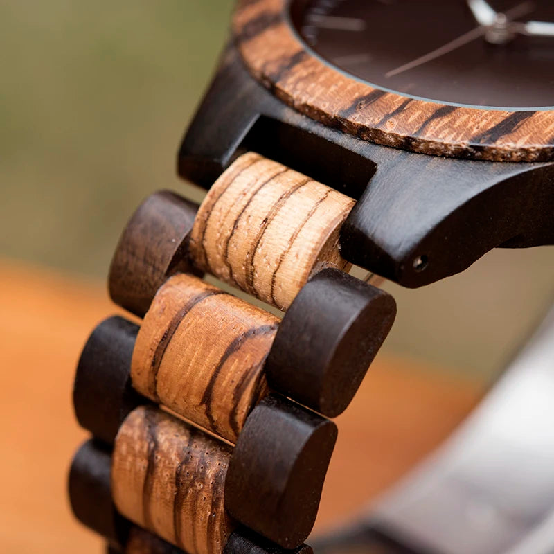 Unisex His And Her Watches - Classic Analog Quartz Movement Wooden Wristwatch