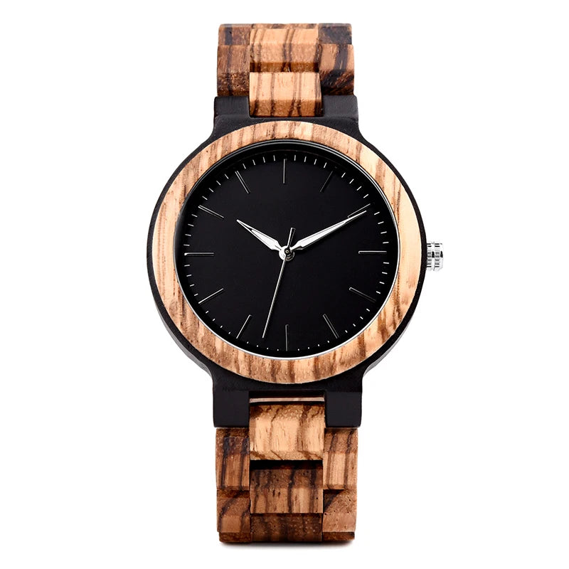 Unisex His And Her Watches - Classic Analog Quartz Movement Wooden Wristwatch