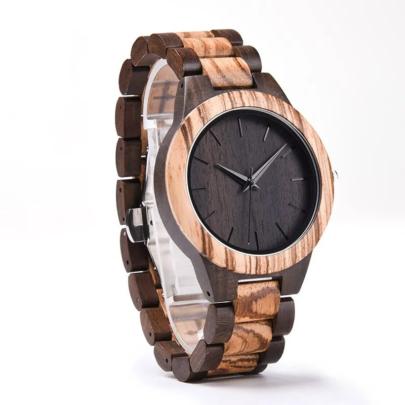 Men’s Luxury Green Sandal Wood Watch - Full Wooden Quartz Movement Handmade Wristwatch