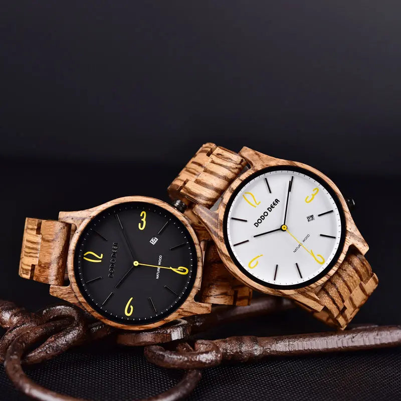 Men’s Wooden Wristwatch - Fashionable Classic Analog Face