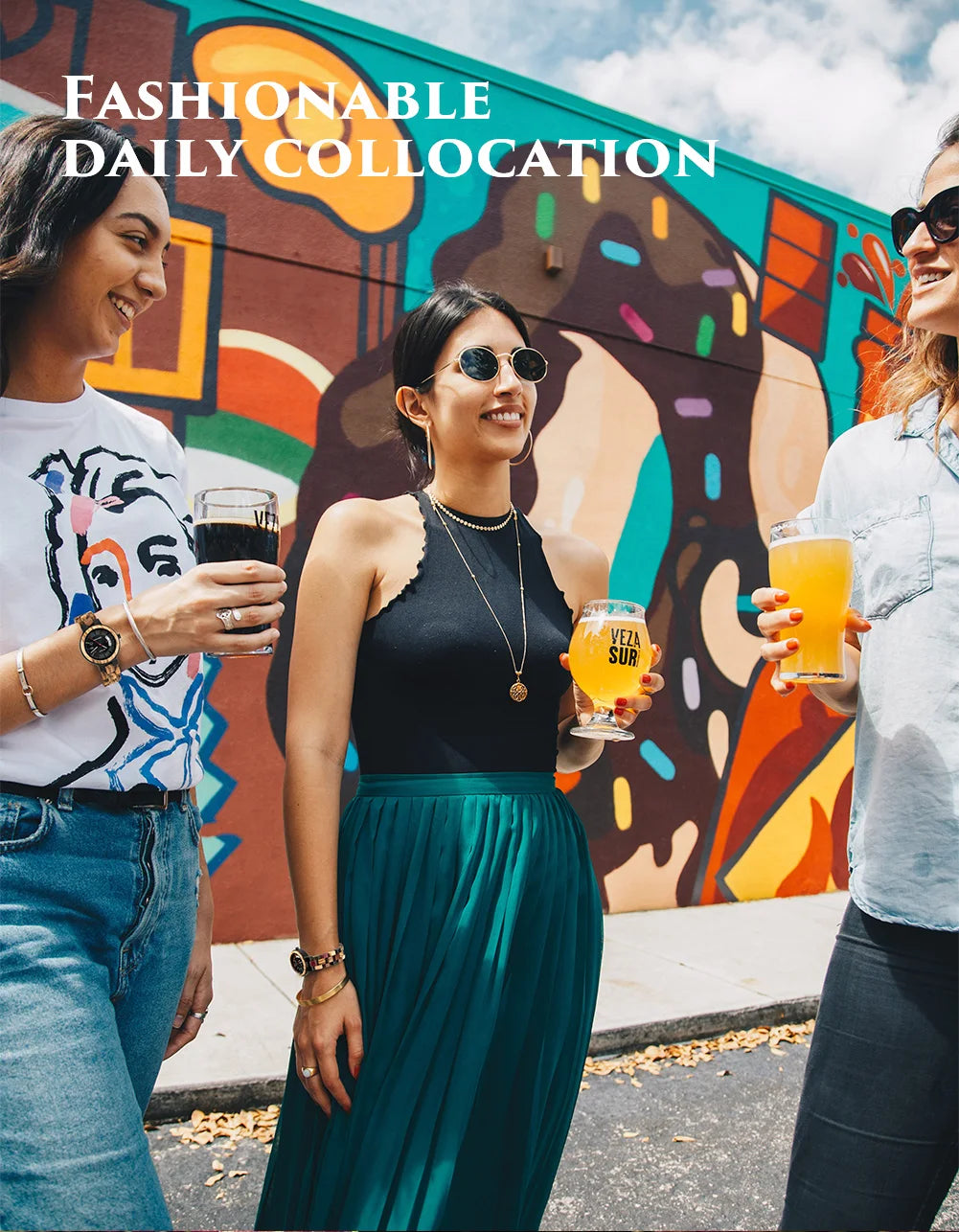 Women’s Fashion Quartz Wristwatches - Analog Face With Date Display - Real Wood Colorful Banded Timepiece For Ladies