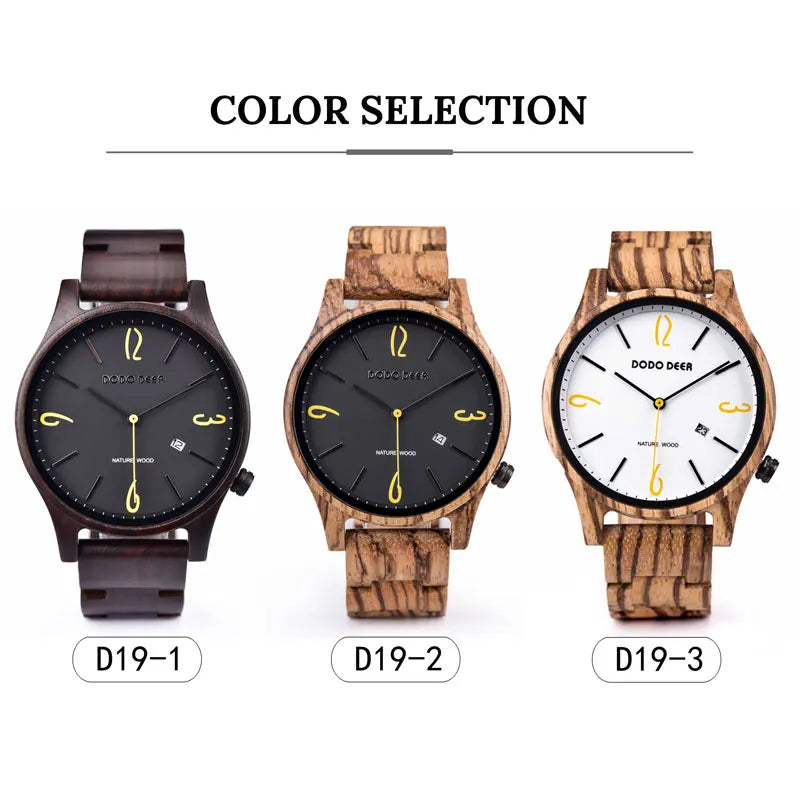 Men’s Wooden Wristwatch - Fashionable Classic Analog Face