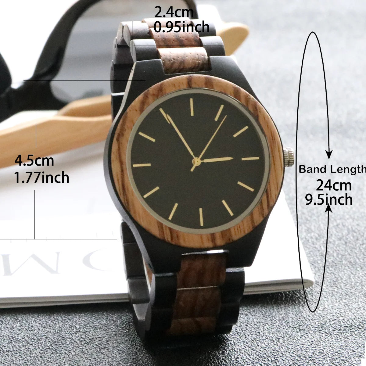 Men’s Classic Analog Wooden Quartz Watch - Retro Numberless Face