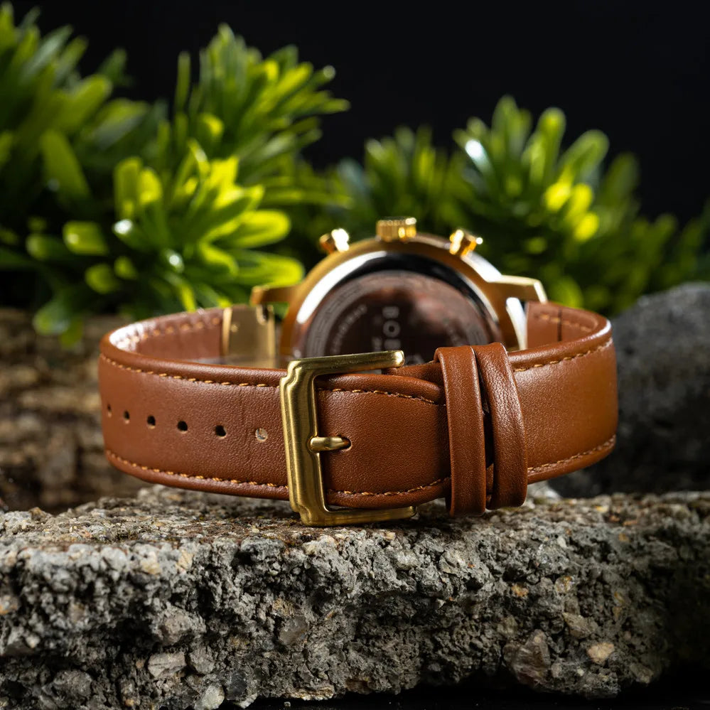 Men's Luxury Style Watch - Handmade Wooden Wrist Watch for Men With Genuine Leather