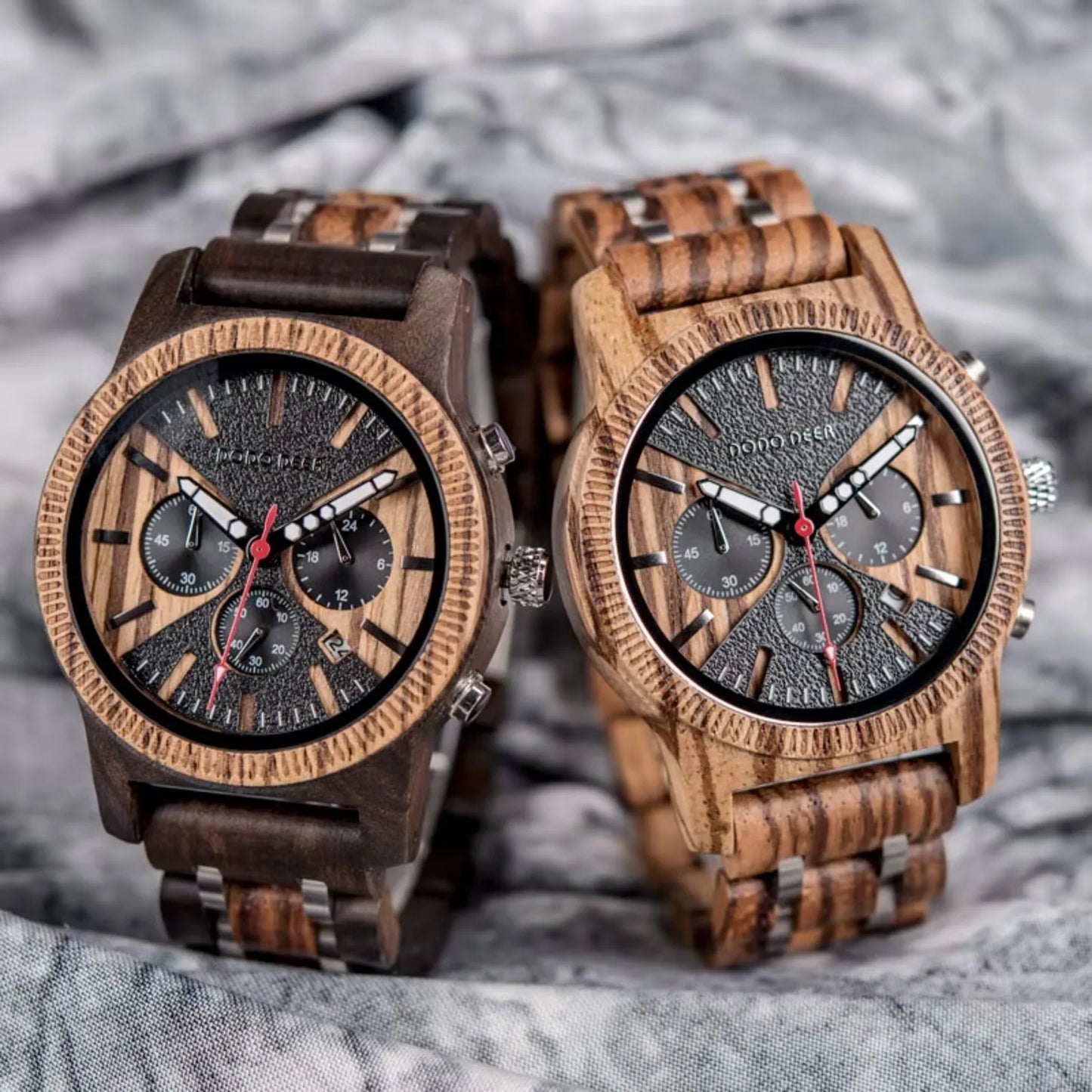 Classic Wood Stop Watches for Men Quartz Wristwach Male Display Date Chronograph Complete Calendar Gift Box Wholesale Dropship