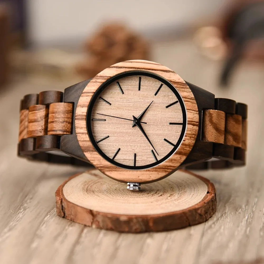 Men’s Luxury Green Sandal Wood Watch - Full Wooden Quartz Movement Handmade Wristwatch