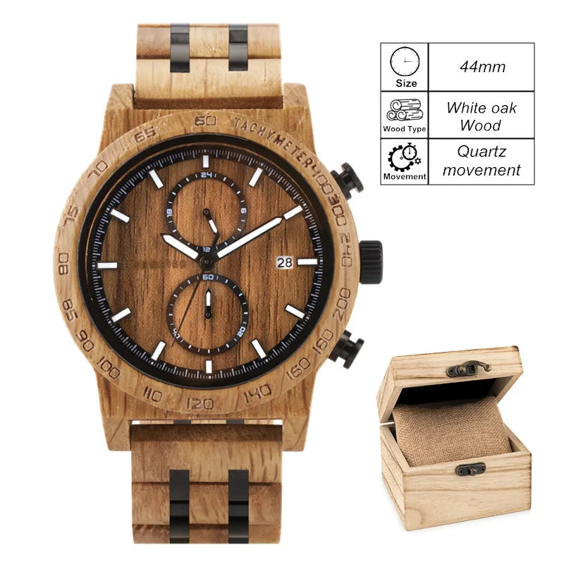 Men‘s Wooden Wristwatch Quartz Movement - Casual Dress Watch for Men