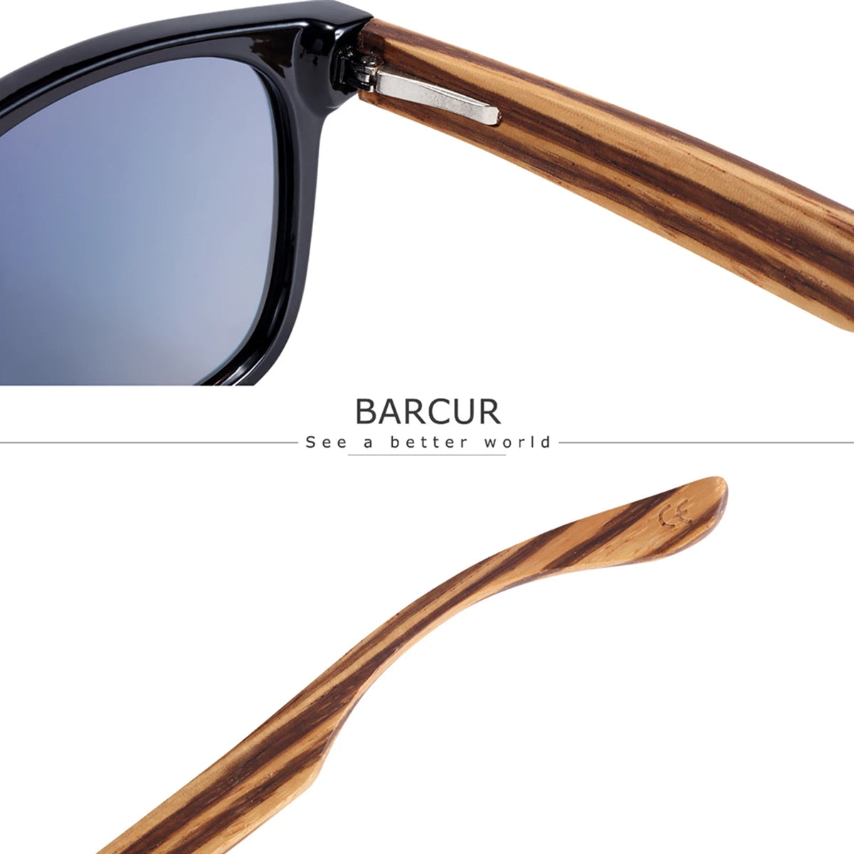BARCUR Fashion Polarized Sunglasse Full-rim PC Advanced Bamboo Mirror Legs Colorful TAC Lens Women Sunglasses Gift Box Package