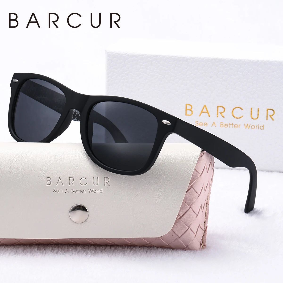 BARCUR Black Polarized Women Sunglasses Classic Comfortable PC Oval Men Sunglasses UV400 Sunshade Glasses Apparel Accessory