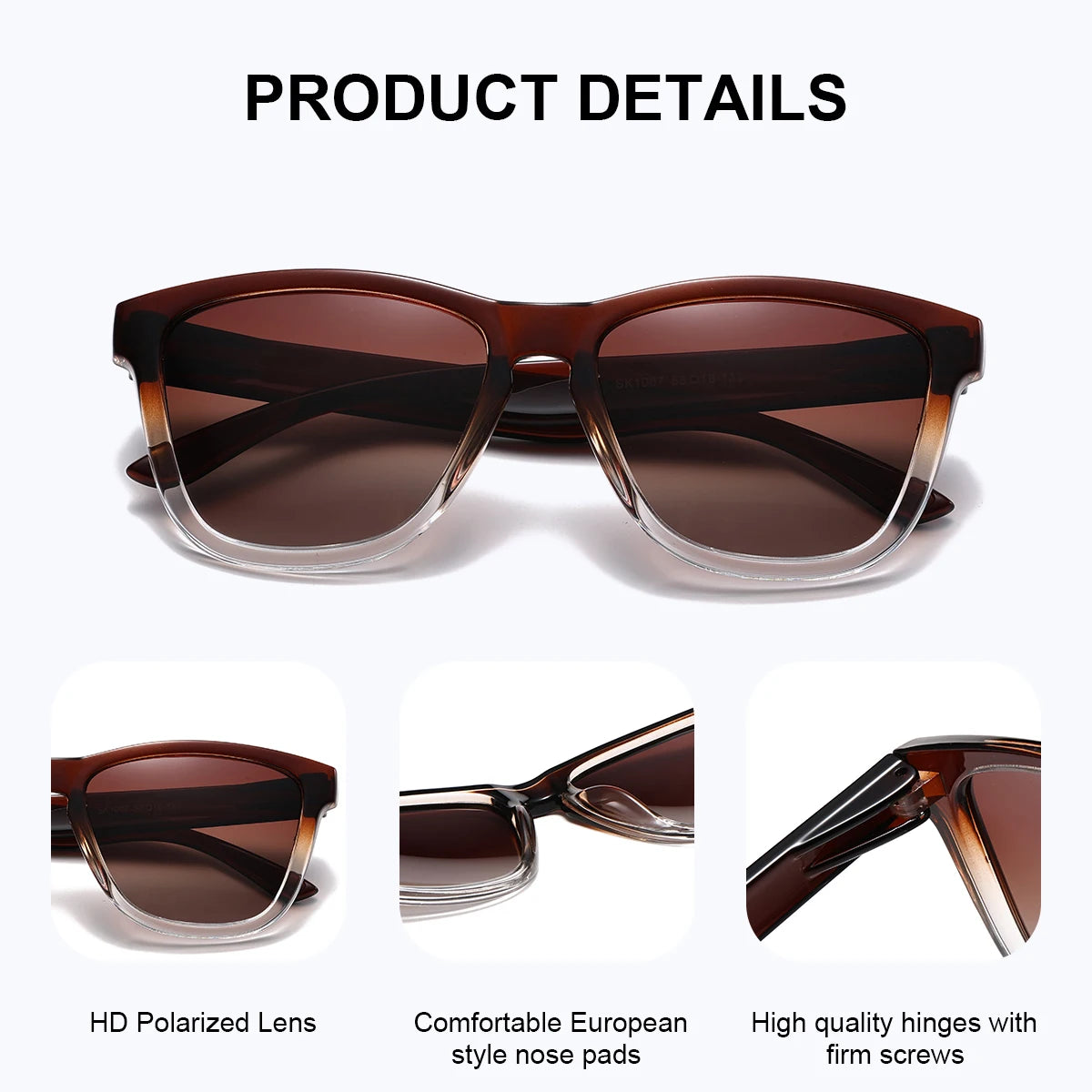 Classic Ladies Shades With Square Polarized Lenses - UV Protection Women’s Sunglasses