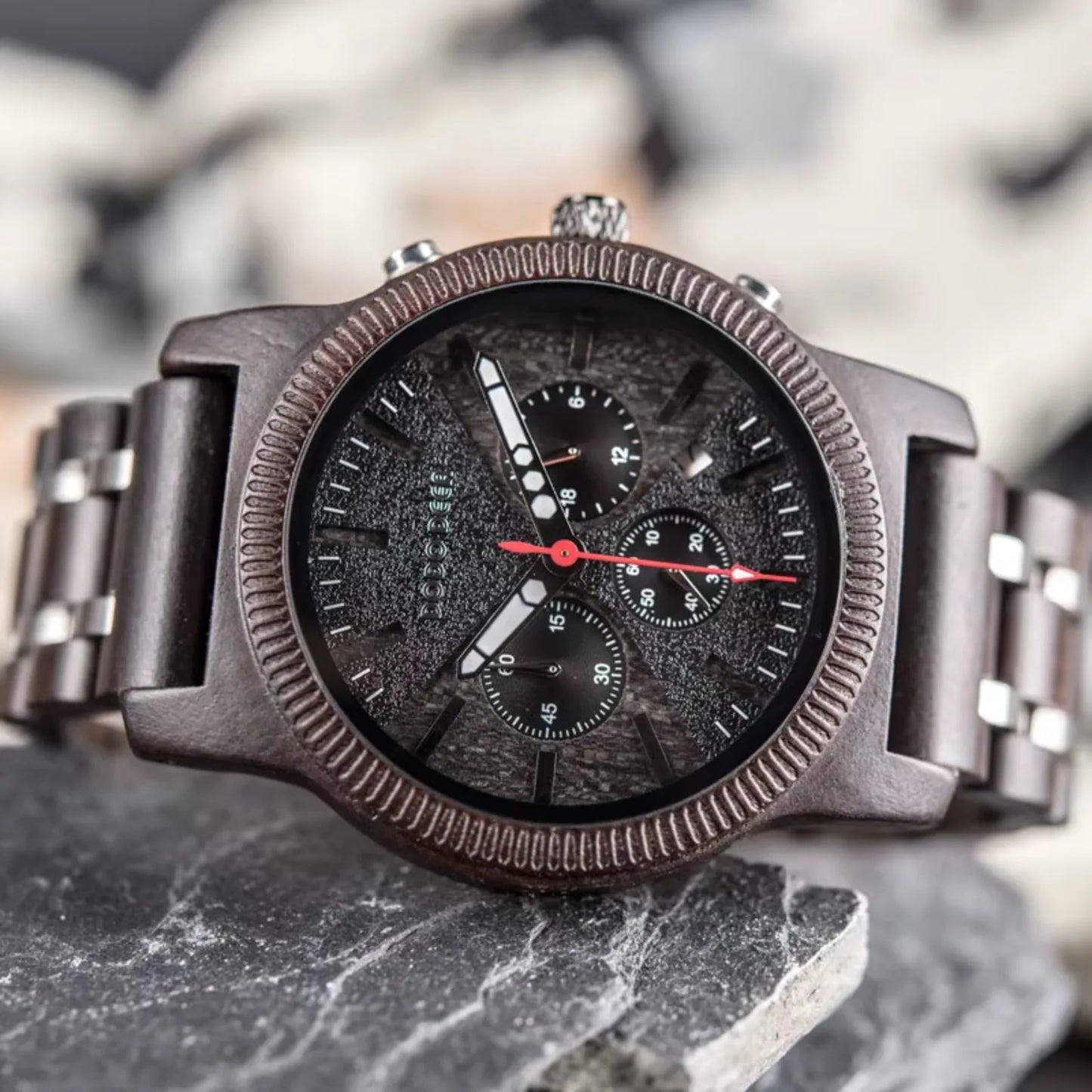 Classic Wood Stop Watches for Men Quartz Wristwach Male Display Date Chronograph Complete Calendar Gift Box Wholesale Dropship