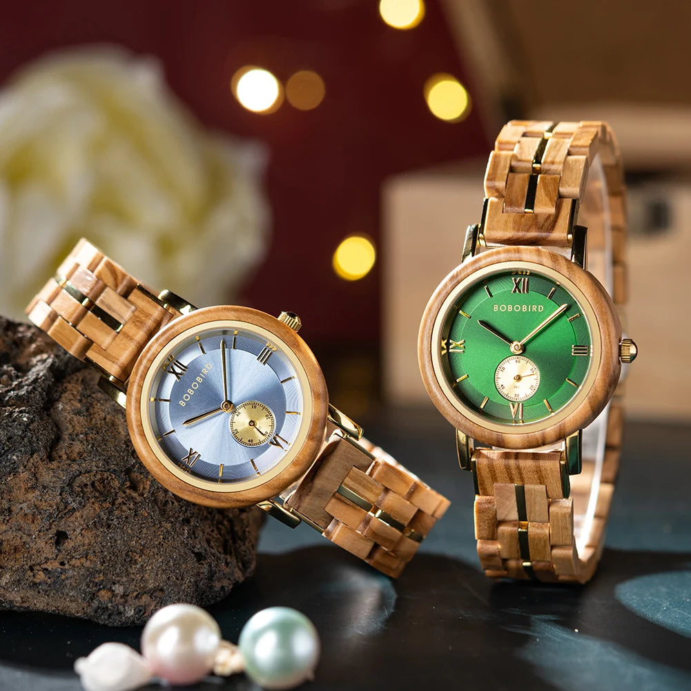 Women's Luxury Wooden Watches for Women - Roman Numerals - Quartz Style