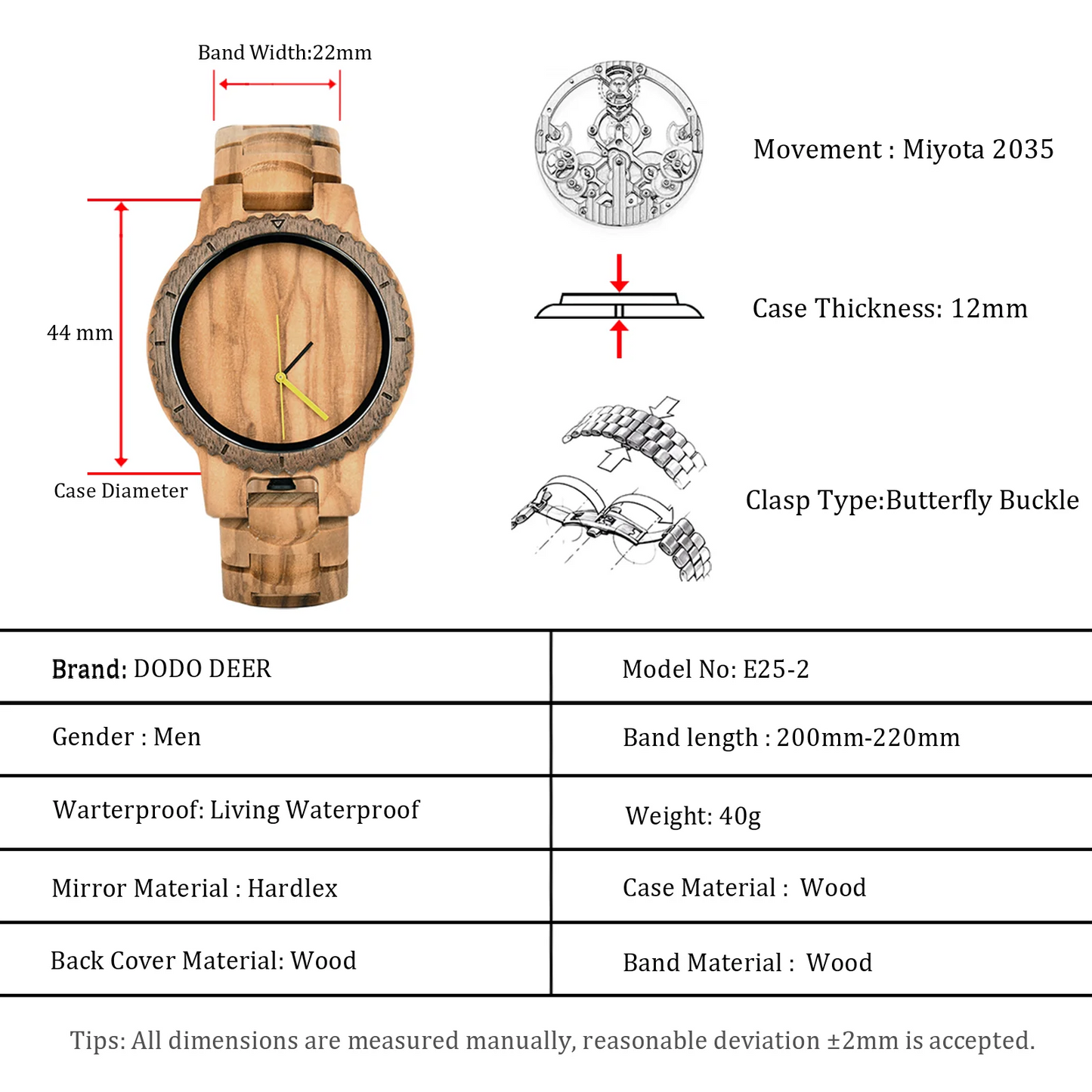 Unisex Wooden Watch for Men and Women - Fashionable Luxury Timepiece - Quartz Movement With Numberless Face