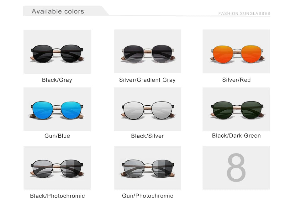 Handmade Walnut Wooden Sunglasses For Men - Polarized UV400 Protection Retro Round Lenses