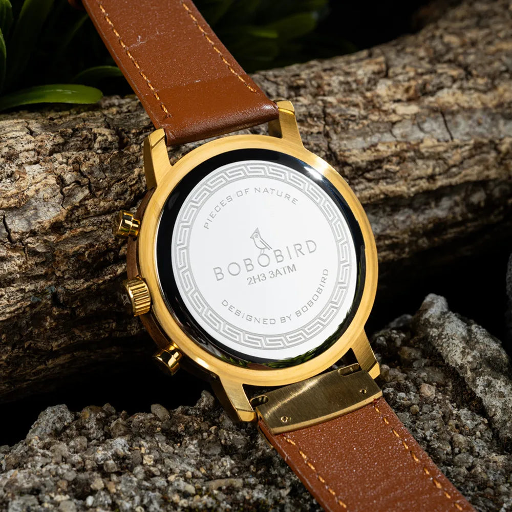 Men's Luxury Style Watch - Handmade Wooden Wrist Watch for Men With Genuine Leather
