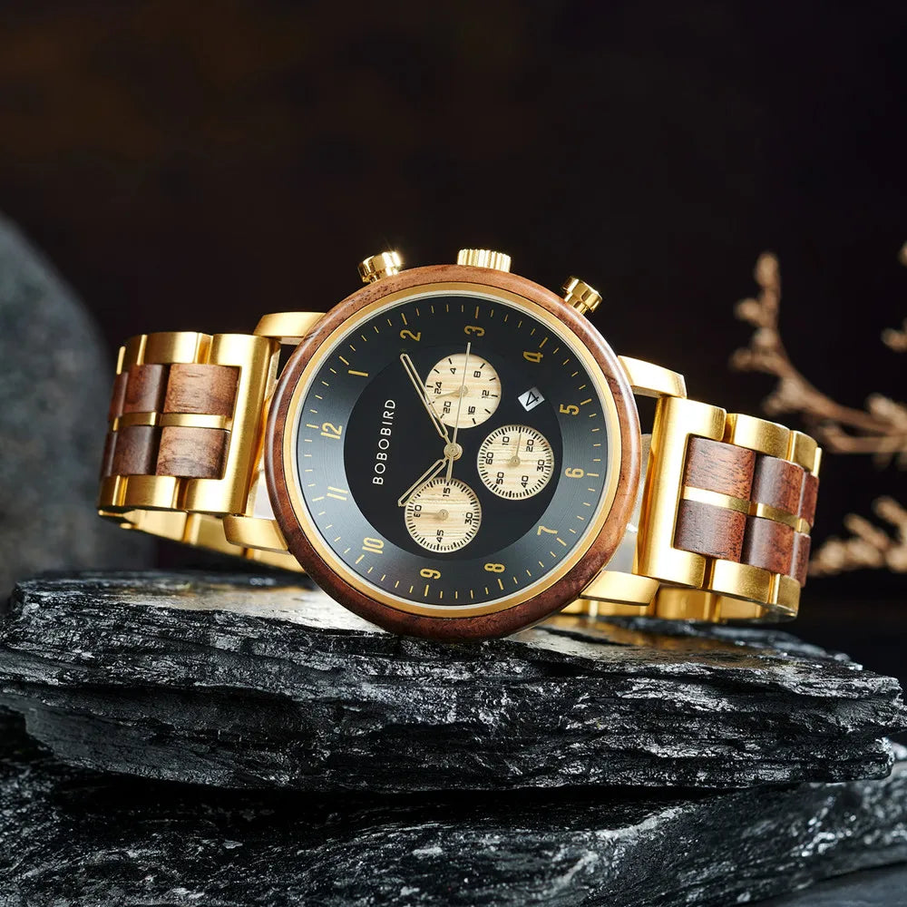 Men's Luxury Style Watch - Handmade Wooden Wrist Watch for Men With Genuine Leather