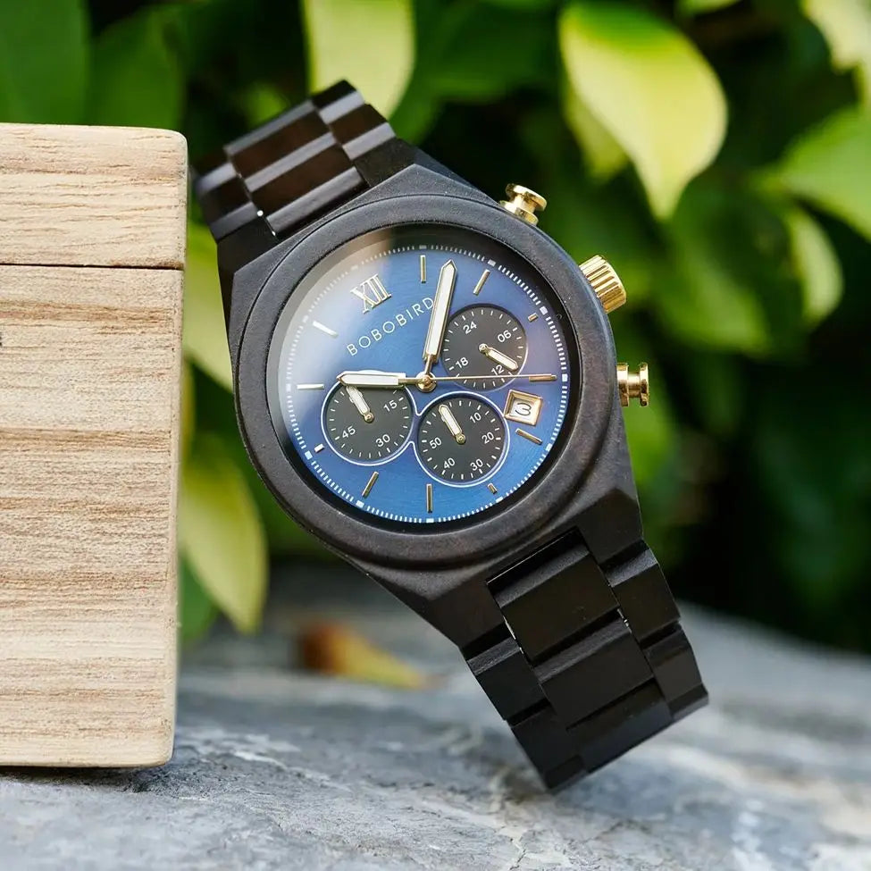Men's Fashion Wooden Wristwatch - Quartz Movement - Round Face