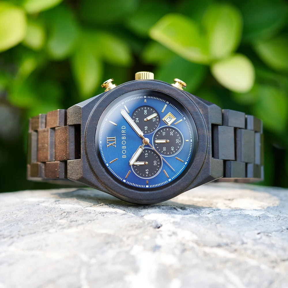 Men's Fashion Wooden Wristwatch - Quartz Movement - Round Face