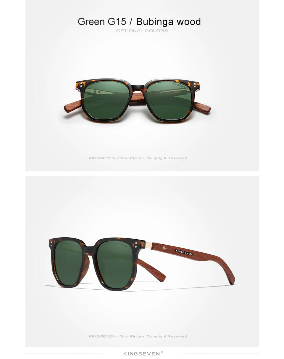 Men’s Retro Shape Wooden Sunglasses For Men - Polarized Square Lenses With UV Sunlight Protection