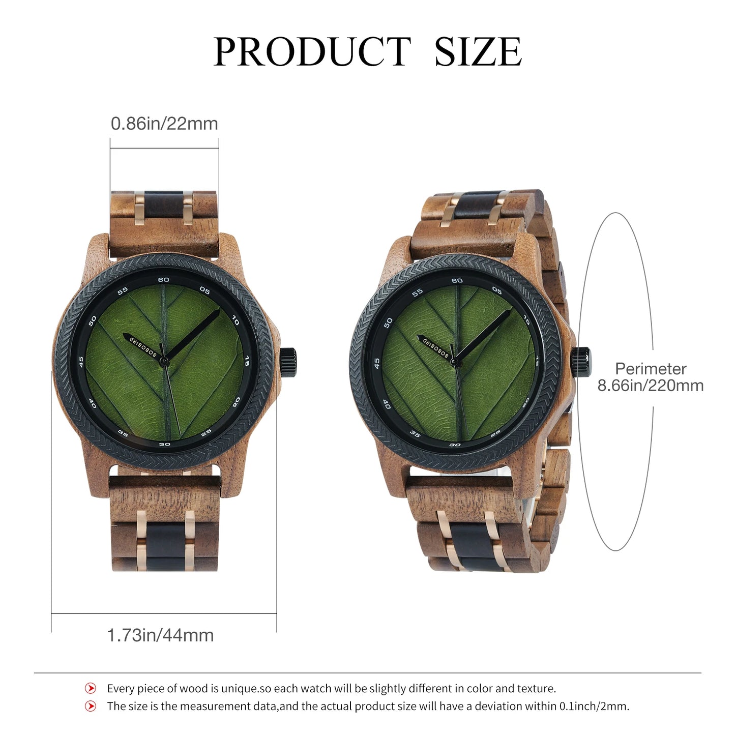 Men's Unique Leaf Dial Design Wooden Wristwatch - Quartz Movement - Analog Display
