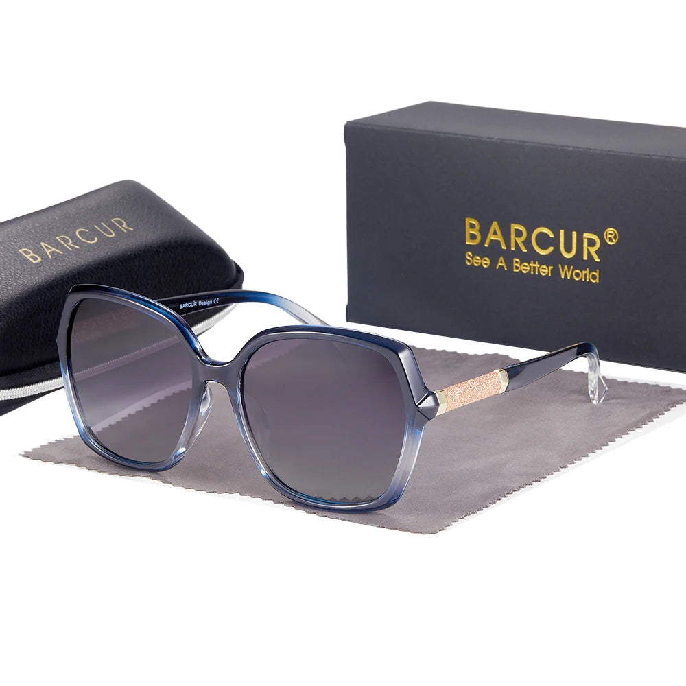 Designer Polarized Sunglasses For Women - Cat Eye Shaped UV400 Protection Gradient Lenses