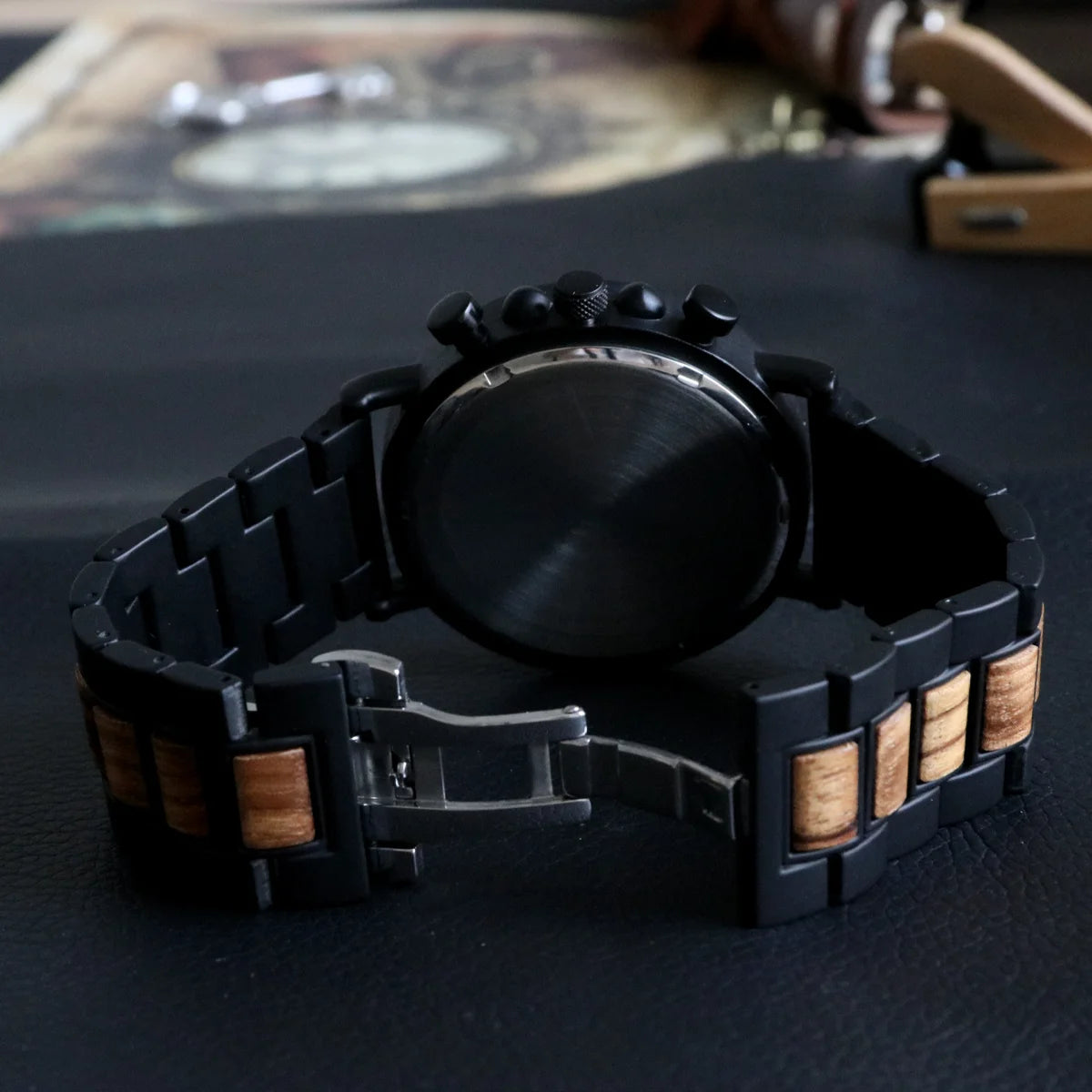 Men's Wooden Watch - Chronographic Stylish Quartz Movement with Luminous Hands
