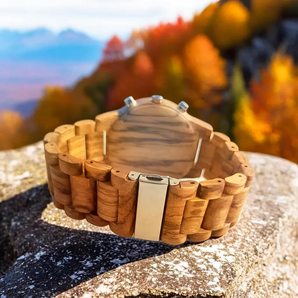 Wooden Wrist Watch for Men - Luxury Stylish Multifunction Chronographic Face