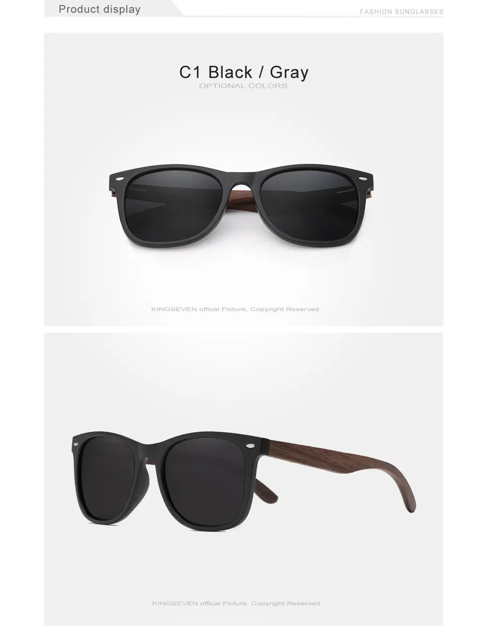 Unisex Walnut Wooden Sunglasses For Men or Women - Polarized Anti-UV400 Lens With Large Frames