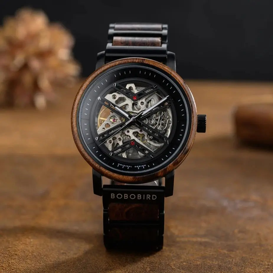 Men's Wooden Automatic Watch - Original Luxury Self-Wind Mechanical Watch