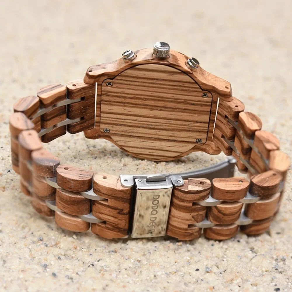 Women’s Wooden Sports Watch - Chronographic Analog Display With Quartz Movement