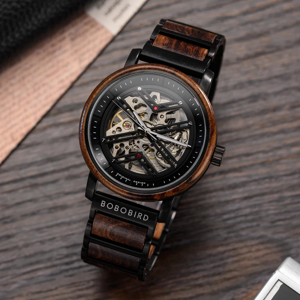 Men's Wooden Automatic Watch - Original Luxury Self-Wind Mechanical Watch