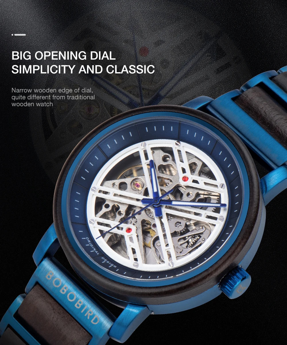 Men's Wooden Automatic Watch - Original Luxury Self-Wind Mechanical Watch