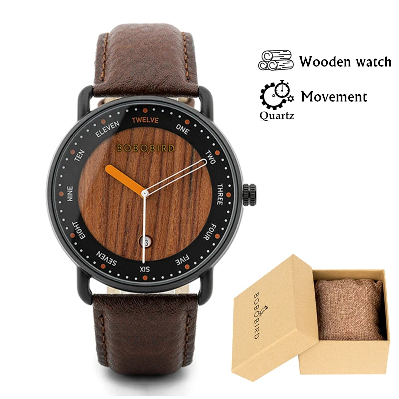 Wooden Quartz Men’s Watch - Casual Wristwatch for Men - Unique Gift for Anniversary or Wedding