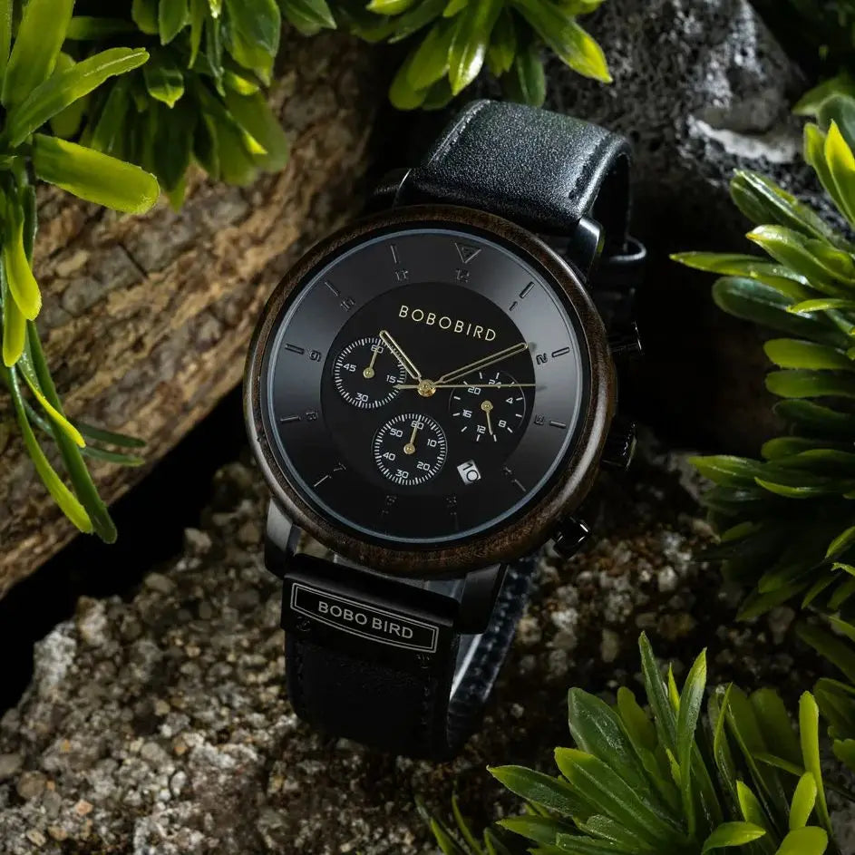 Men's Luxury Style Watch - Handmade Wooden Wrist Watch for Men With Genuine Leather